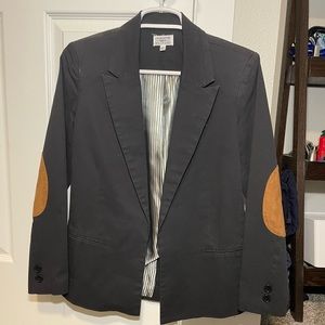 Wildfang S woman’s suit blazer Black with suede elbow patches.